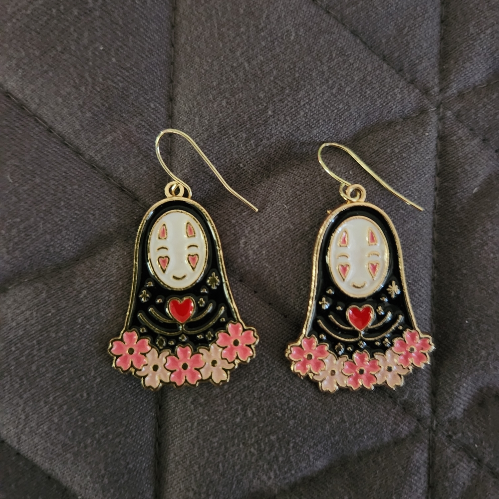 Spirited Away No Face Earrings With Hearts ♡